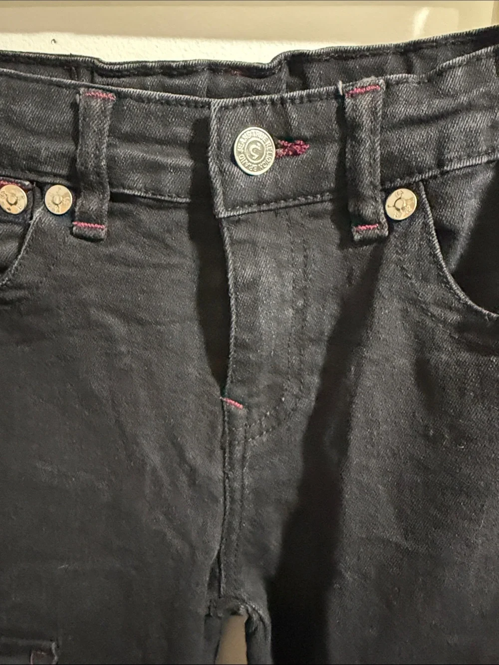 True Religion Black Cargo Jeans with Logo Patch